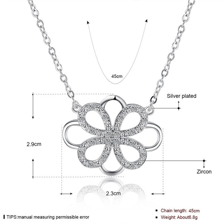 Wholesale Trendy Silver Geometric White CZ Necklace TGSPN188 0