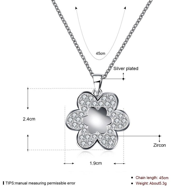 Wholesale Trendy Silver Geometric White CZ Necklace TGSPN200 0