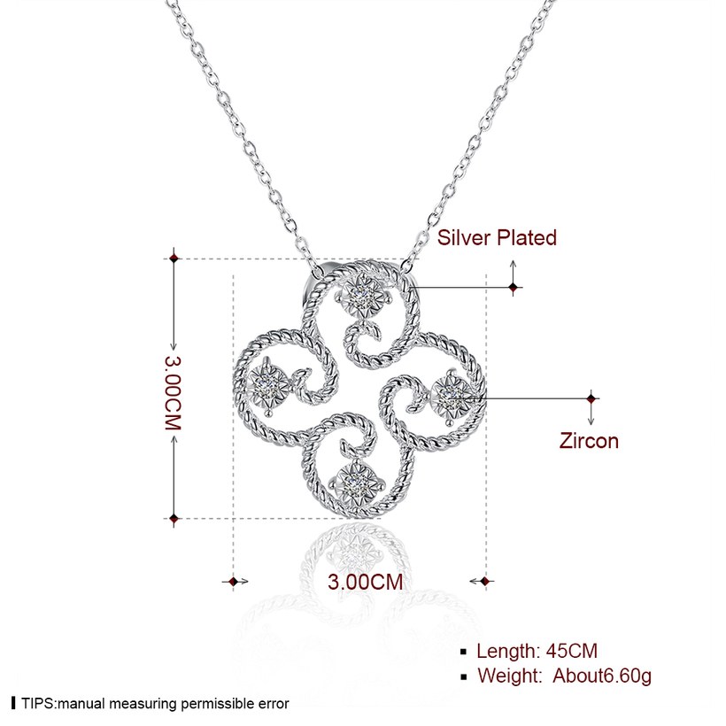 Wholesale Trendy Silver White CZ Necklace TGSPN227 0
