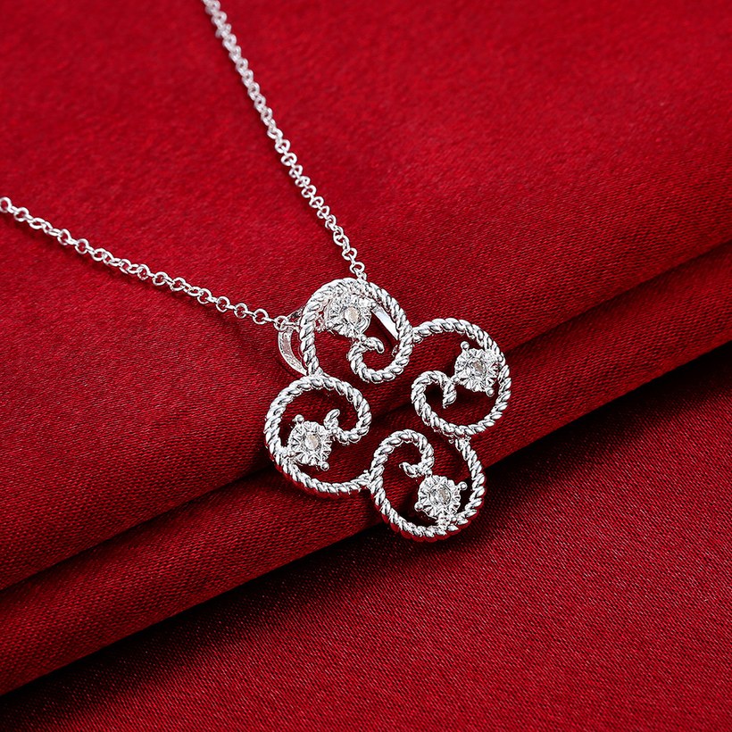 Wholesale Trendy Silver White CZ Necklace TGSPN227 2
