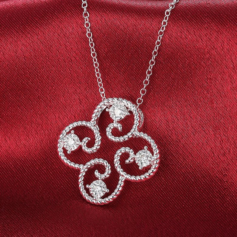 Wholesale Trendy Silver White CZ Necklace TGSPN227 3