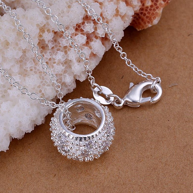 Wholesale Trendy Silver Round CZ Pendants TGSPP014 2