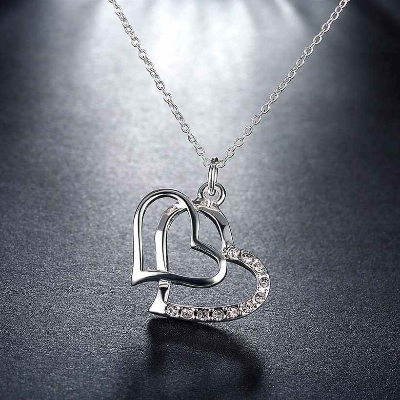 Wholesale Romantic Silver Heart CZ Pendants TGSPP050 0