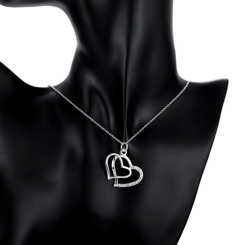 Wholesale Romantic Silver Heart CZ Pendants TGSPP050 1