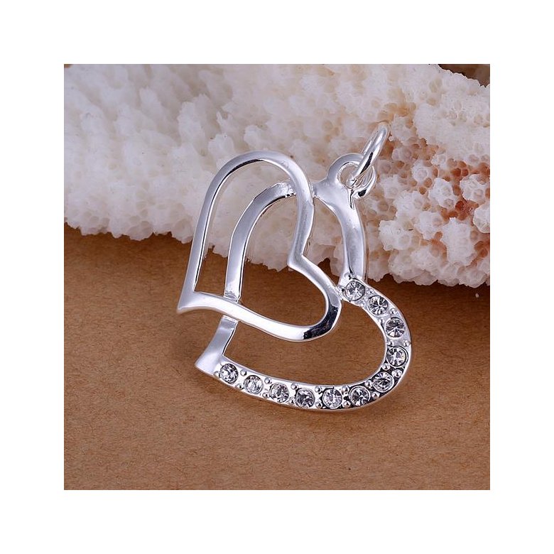 Wholesale Romantic Silver Heart CZ Pendants TGSPP050 2