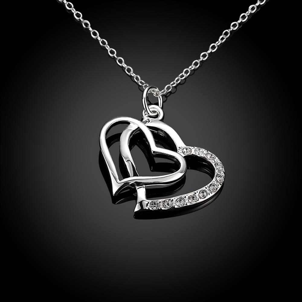 Wholesale Romantic Silver Heart CZ Pendants TGSPP050 5