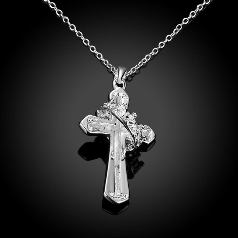 Wholesale Romantic Silver Cross Pendants TGSPP055 1