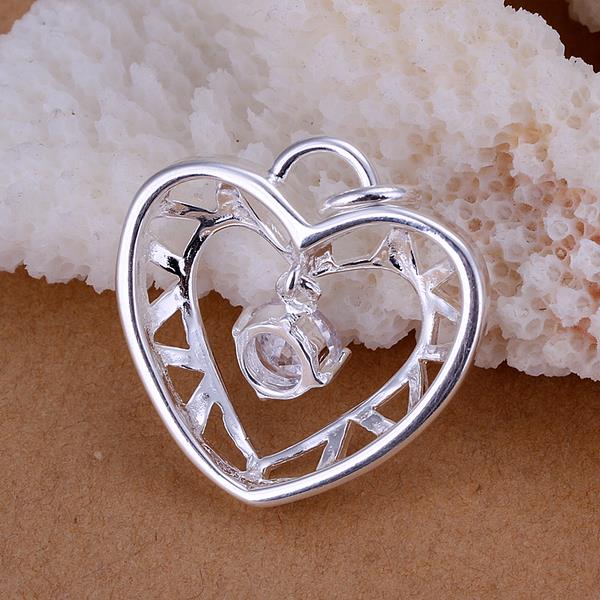 Wholesale Romantic Silver Heart CZ Pendants TGSPP060 1