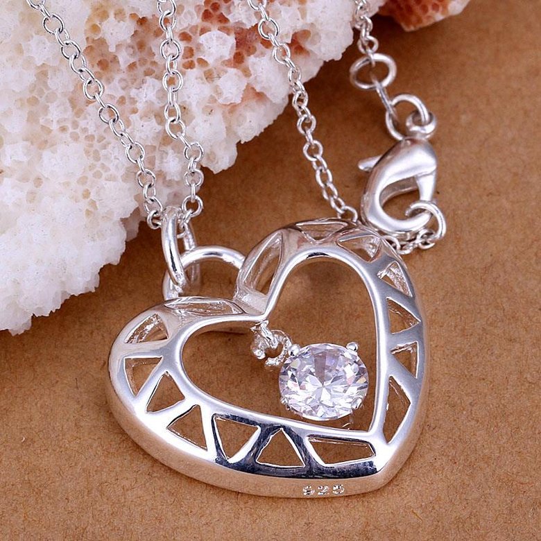 Wholesale Romantic Silver Heart CZ Pendants TGSPP060 4