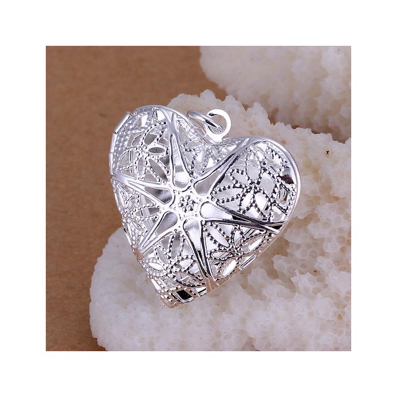Wholesale Romantic Silver Heart Pendants TGSPP074 3
