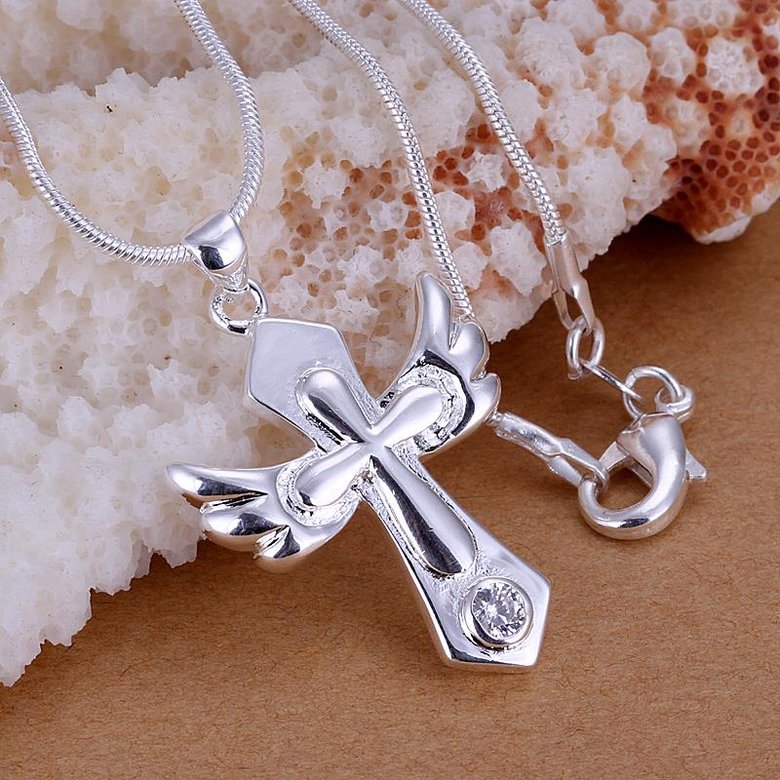 Wholesale Trendy Silver Cross CZ Pendants TGSPP080 4