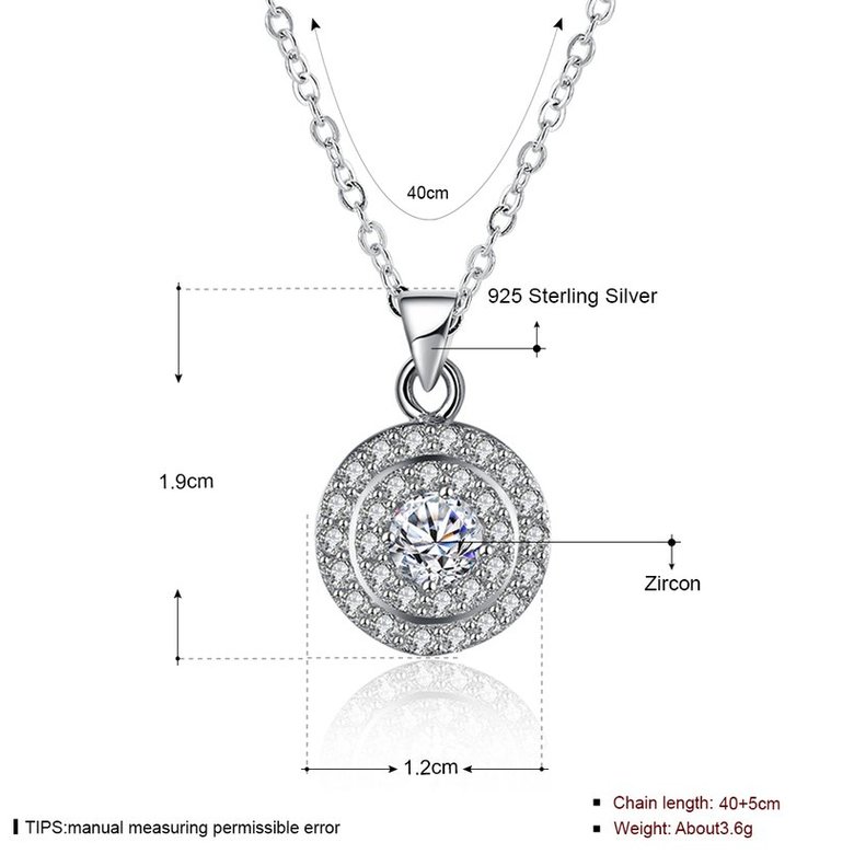 Wholesale Romantic 925 Sterling Silver Round White CZ Necklace TGSSN131 0