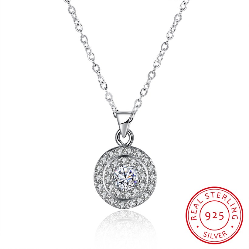 Wholesale Romantic 925 Sterling Silver Round White CZ Necklace TGSSN131 5