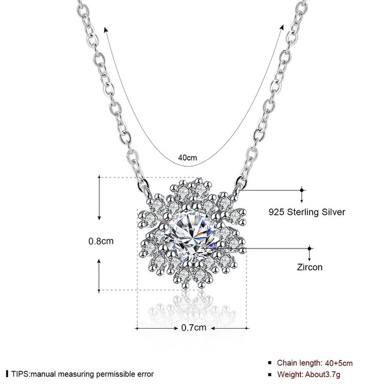 Wholesale Romantic 925 Sterling Silver Snowflake White CZ Necklace TGSSN133 0
