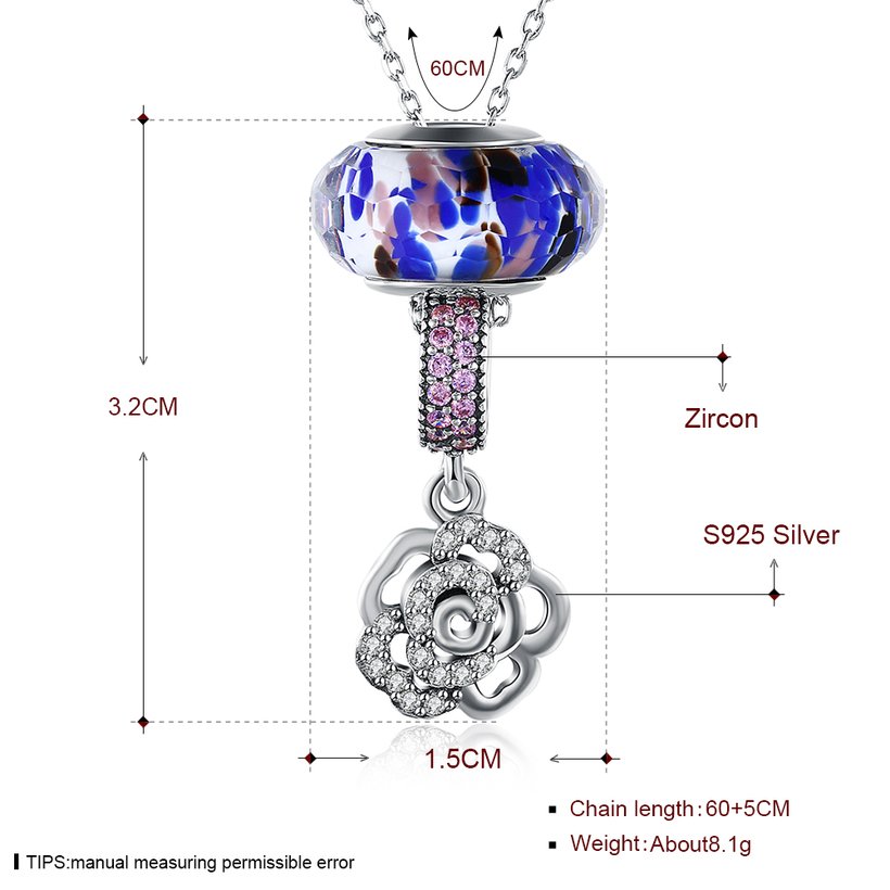 Wholesale 925 Silver Rose CZ Necklace TGSSN092 0