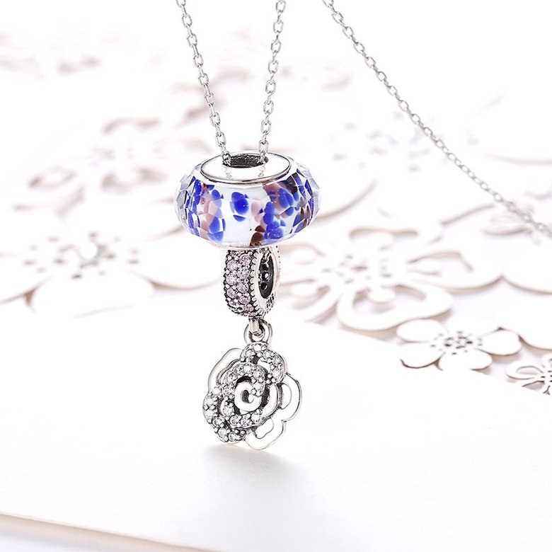Wholesale 925 Silver Rose CZ Necklace TGSSN092 1
