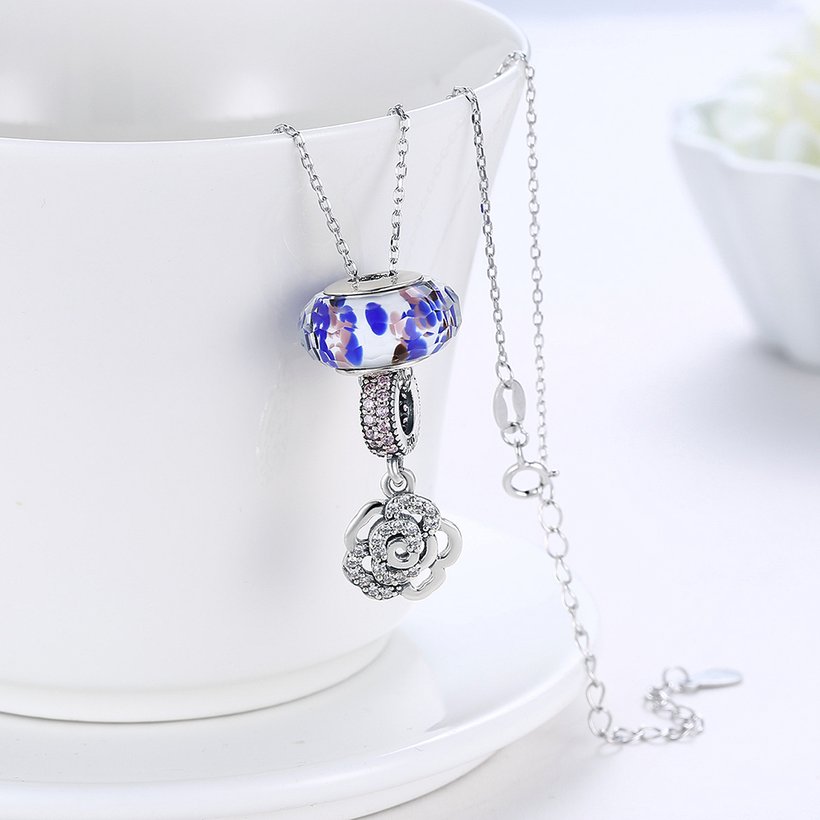 Wholesale 925 Silver Rose CZ Necklace TGSSN092 2