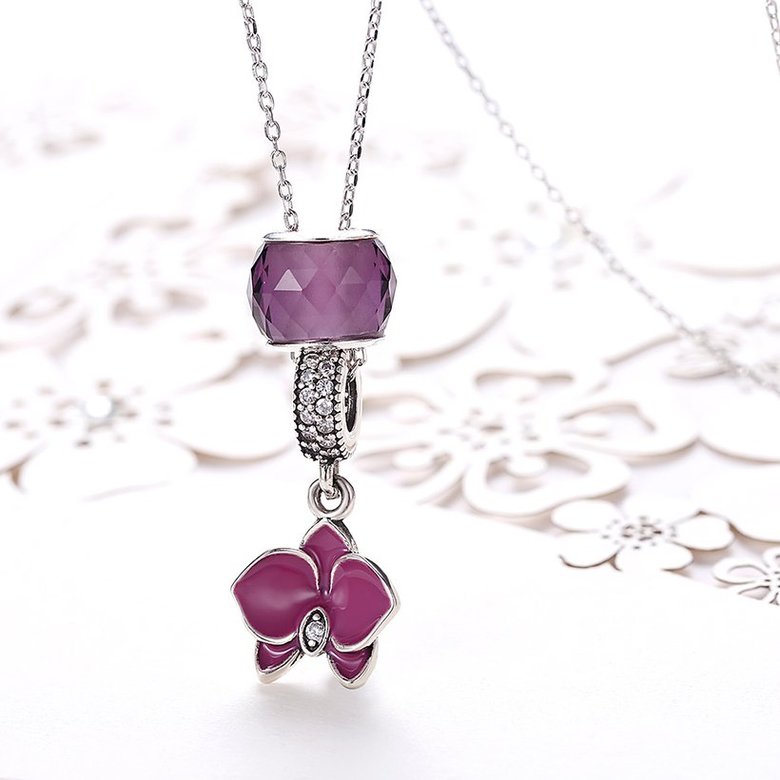 Wholesale Fashion 925 Sterling Silver Flower CZ Necklace TGSSN095 1