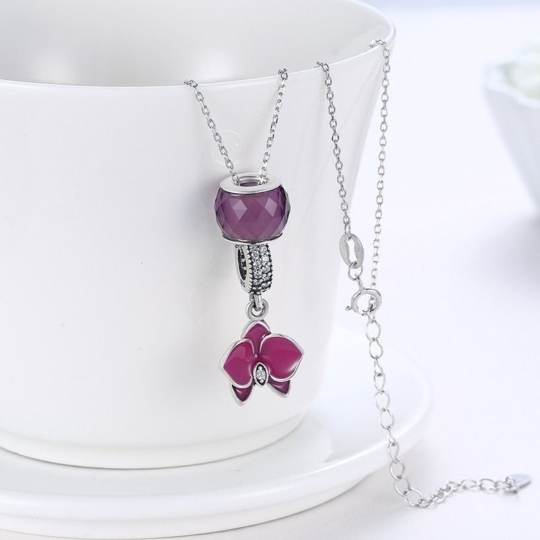 Wholesale Fashion 925 Sterling Silver Flower CZ Necklace TGSSN095 2