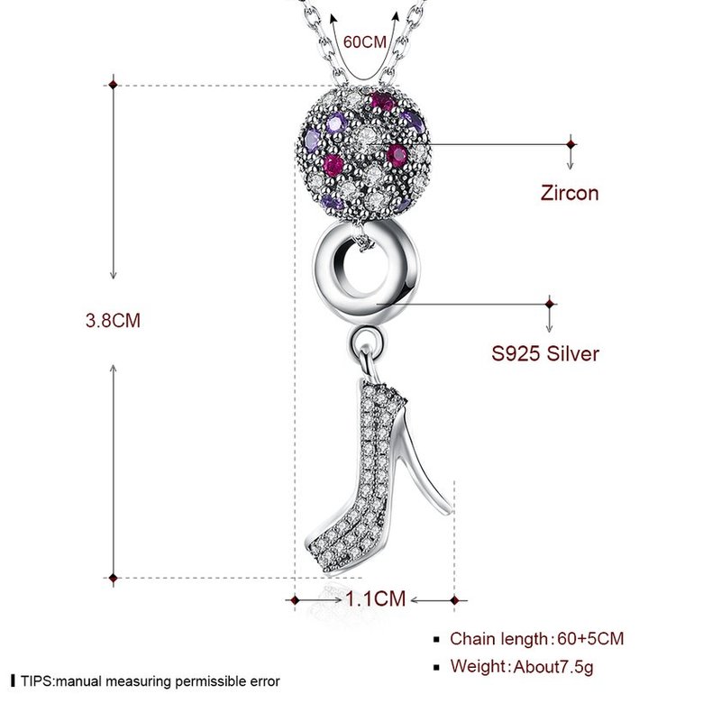 Wholesale Fashion 925 Sterling Silver Shoes CZ NecklaceLady TGSSN097 0