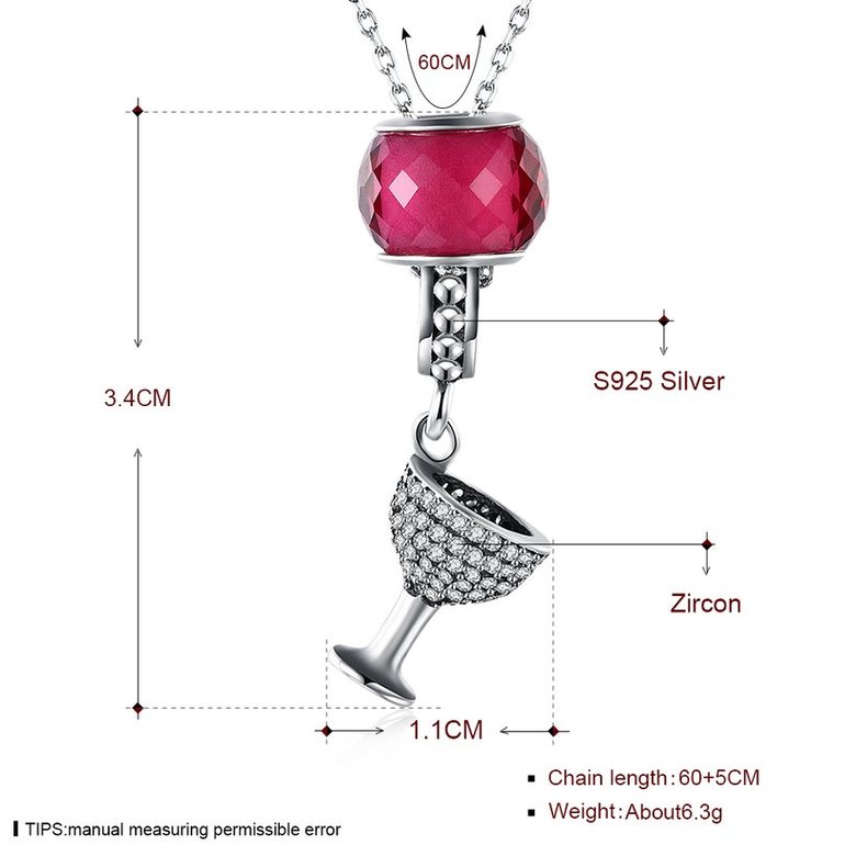 Wholesale 925 Silver Wine Glass CZ Necklace TGSSN098 0