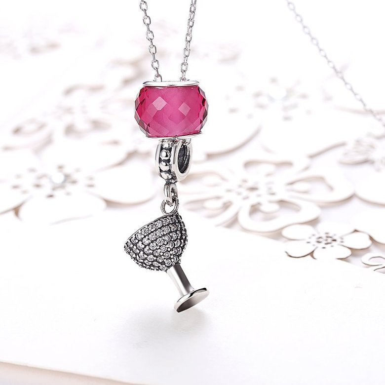 Wholesale 925 Silver Wine Glass CZ Necklace TGSSN098 1