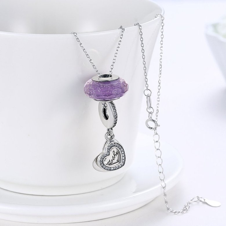 Wholesale Fashion 925 Sterling Silver Heart CZ Necklace TGSSN099 2