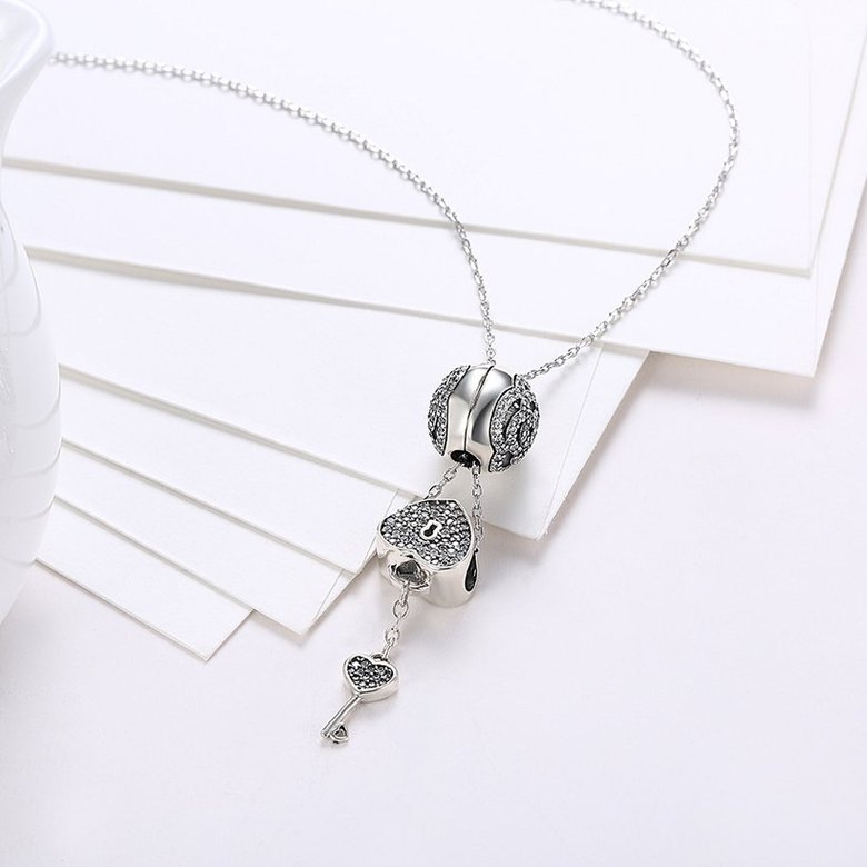 Wholesale Trendy 925 Sterling Silver Key CZ NecklaceLady TGSSN102 2