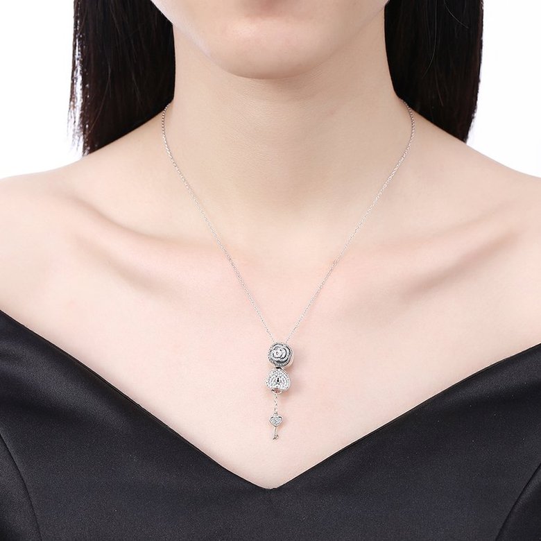 Wholesale Trendy 925 Sterling Silver Key CZ NecklaceLady TGSSN102 3