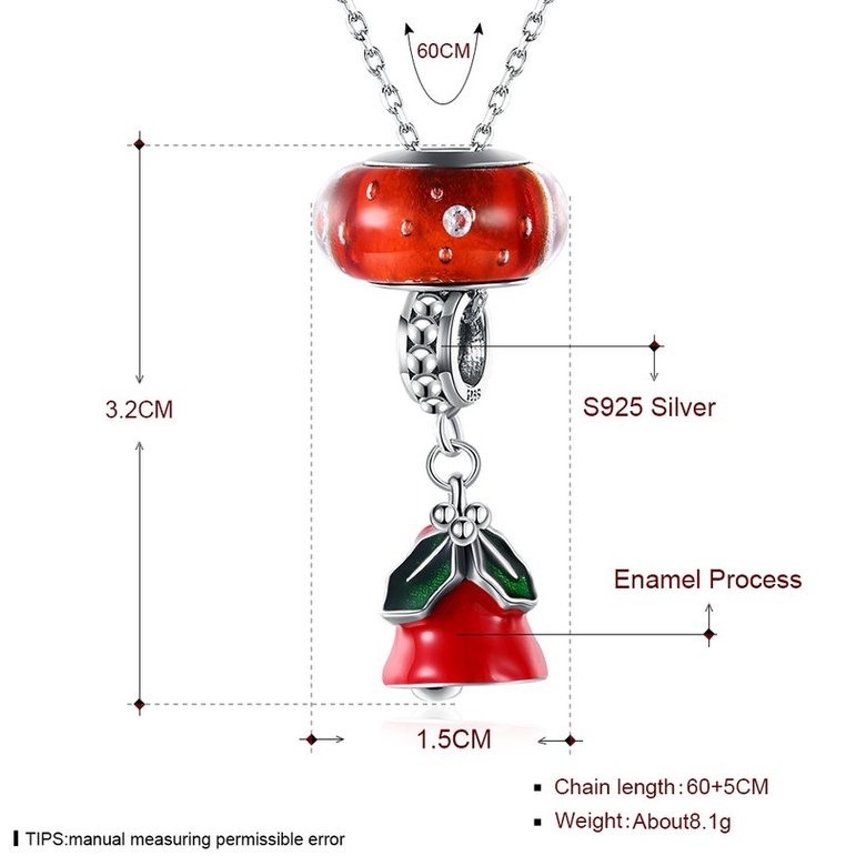 Wholesale Wholessale Romantic 925 Sterling Silver Red Bell Necklace TGSSN104 0