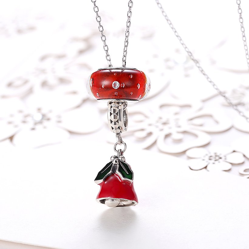 Wholesale Wholessale Romantic 925 Sterling Silver Red Bell Necklace TGSSN104 1
