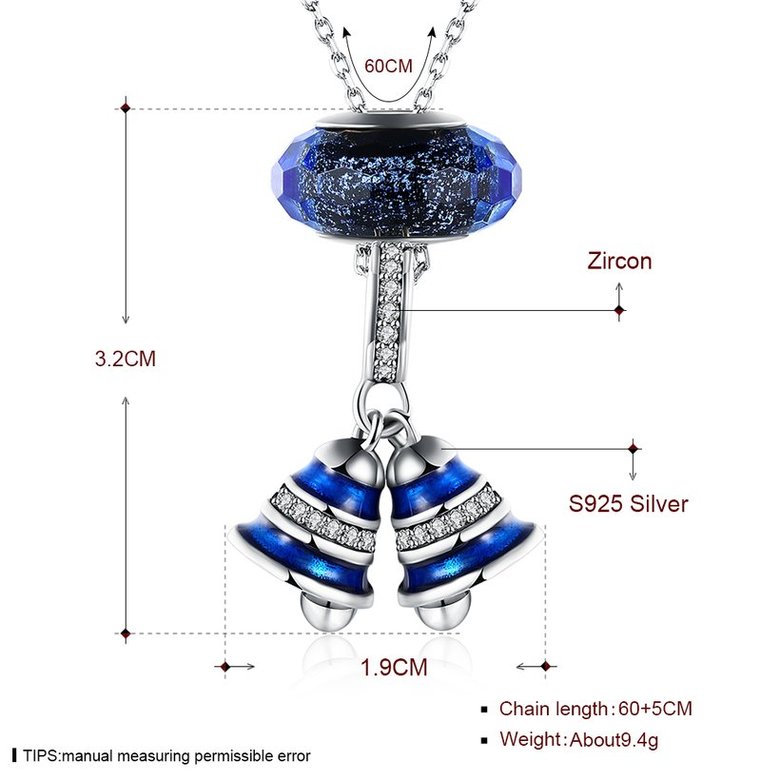 Wholesale 925 Silver Bule Bell CZ Necklace TGSSN106 0