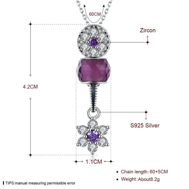 Wholesale Fashion 925 Sterling Silver Snow CZ Necklace TGSSN108 0
