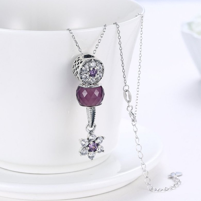 Wholesale Fashion 925 Sterling Silver Snow CZ Necklace TGSSN108 2