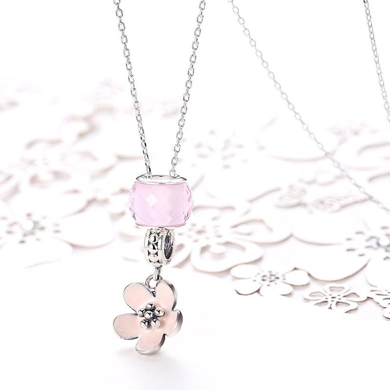 Wholesale 925 Silver Flower Drop Necklace TGSSN109 1