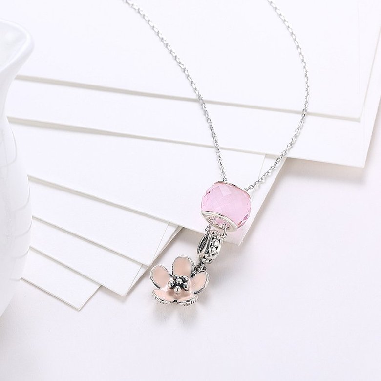 Wholesale 925 Silver Flower Drop Necklace TGSSN109 2