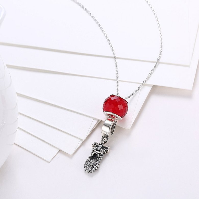 Wholesale 925 Silver Cute Shoe CZ Necklace TGSSN111 2