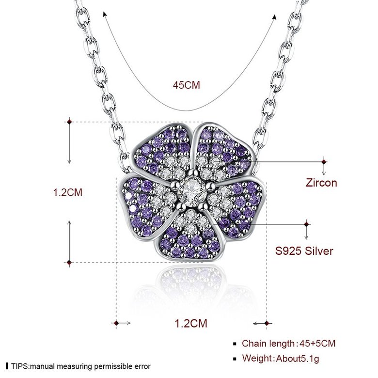 Wholesale 925 Silver Five Grass CZ Necklace TGSSN112 0