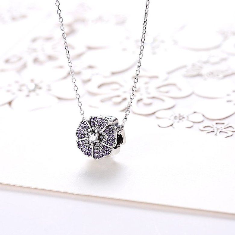 Wholesale 925 Silver Five Grass CZ Necklace TGSSN112 1