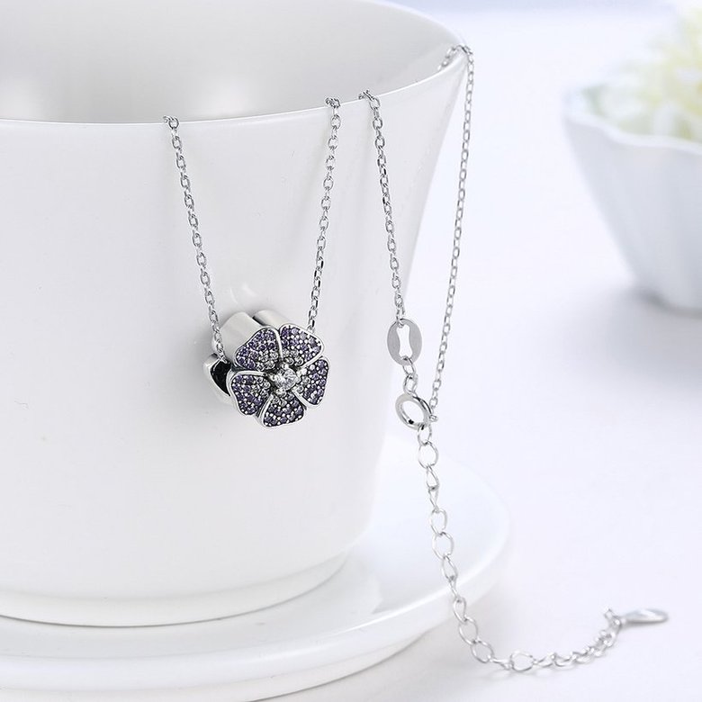 Wholesale 925 Silver Five Grass CZ Necklace TGSSN112 2