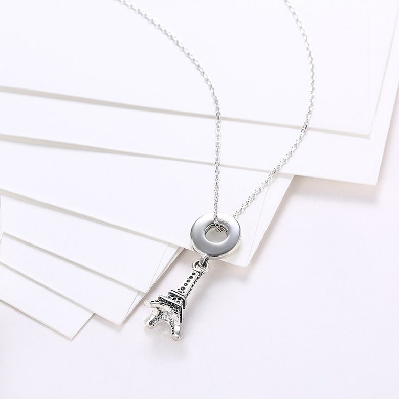 Wholesale 925 Silver Tower Necklace TGSSN116 2