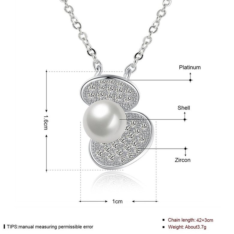 Wholesale 925 Silver Pearl shell CZ Necklace TGSSN137 0
