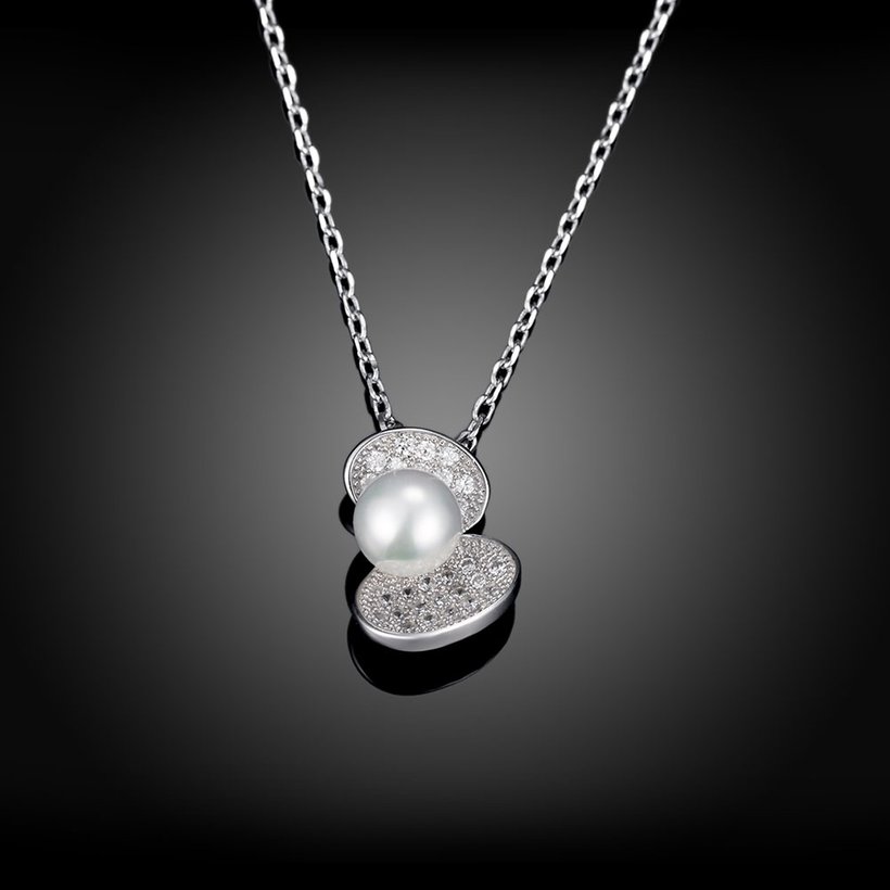 Wholesale 925 Silver Pearl shell CZ Necklace TGSSN137 1