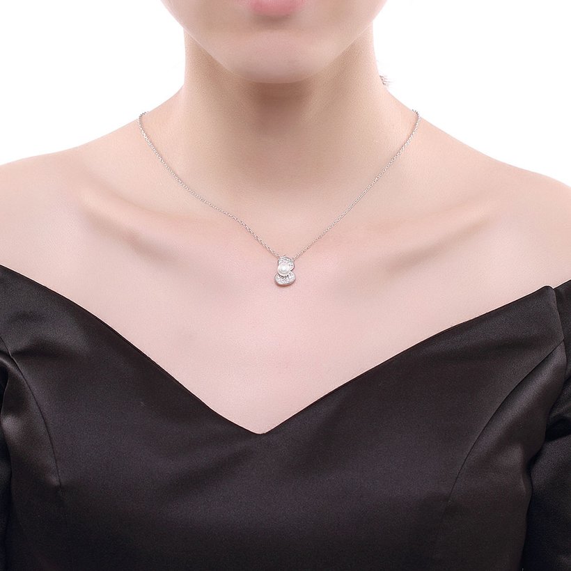 Wholesale 925 Silver Pearl shell CZ Necklace TGSSN137 4