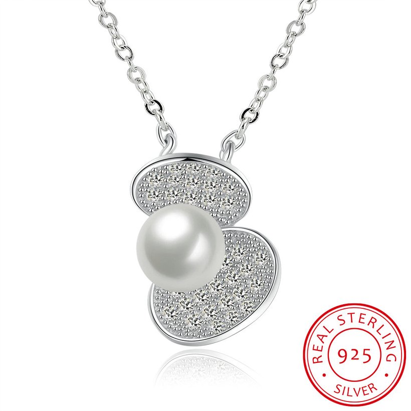 Wholesale 925 Silver Pearl shell CZ Necklace TGSSN137 5
