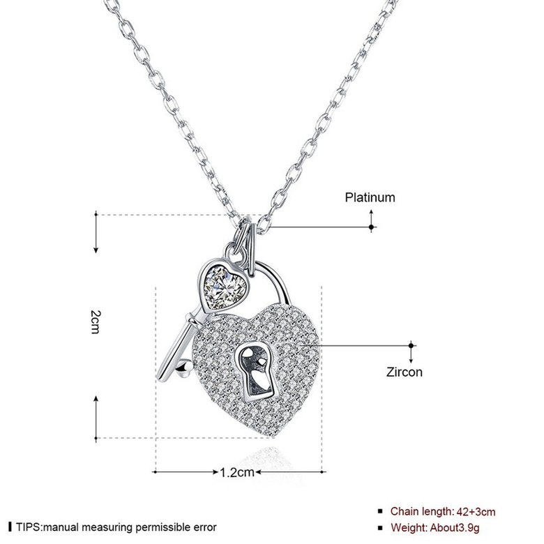 Wholesale 925 Silver Lock Key Heart CZ Necklace TGSSN141 0
