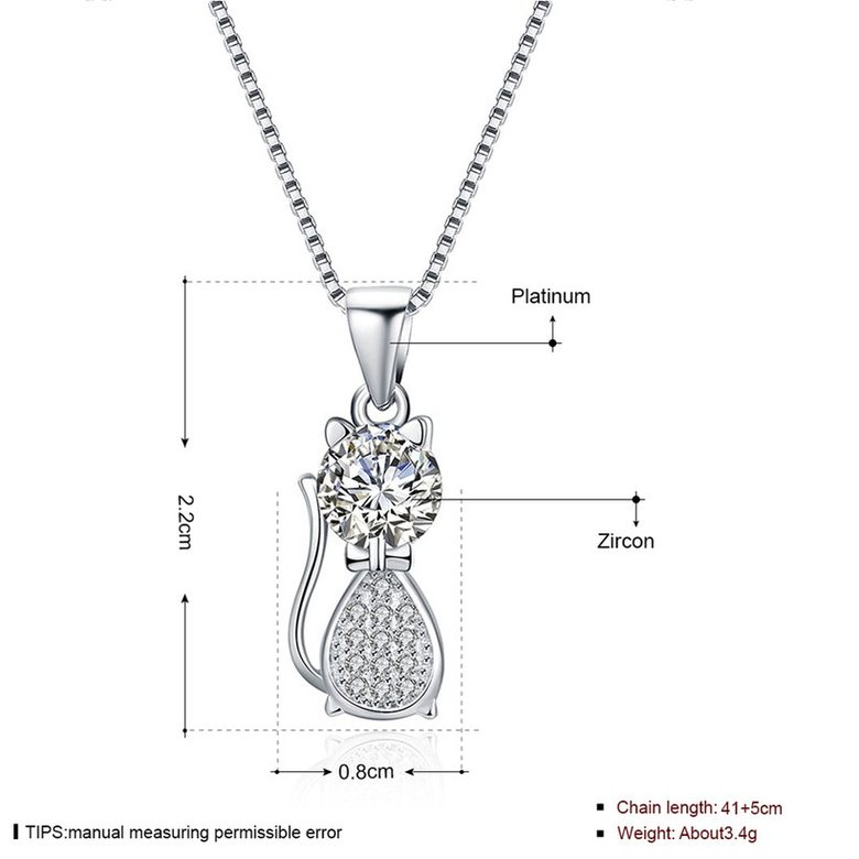 Wholesale 925 Silver Cat CZ Necklace TGSSN148 0