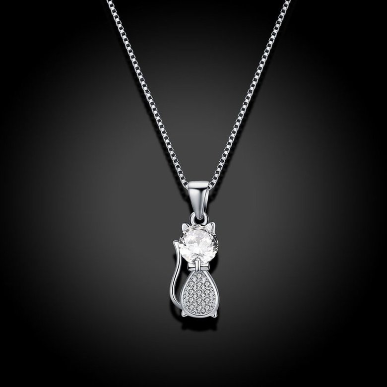 Wholesale 925 Silver Cat CZ Necklace TGSSN148 1