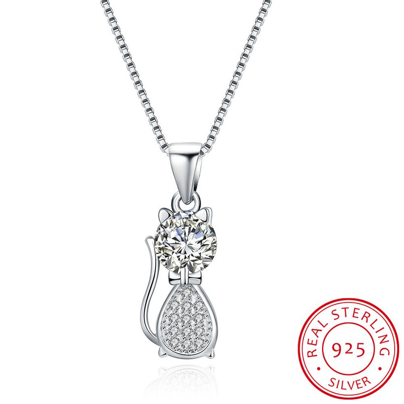 Wholesale 925 Silver Cat CZ Necklace TGSSN148 5