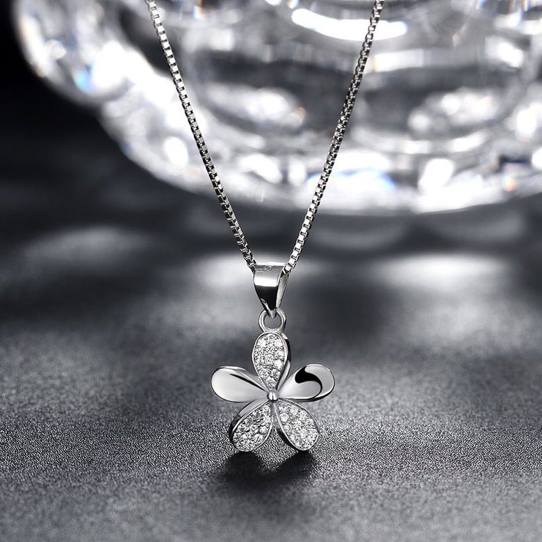 Wholesale 925 Silver Five Grass CZ Necklace TGSSN149 3